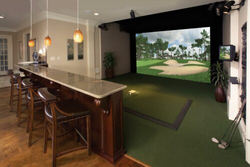 No man cave or basement bar is complete without a golf or multisport simulator